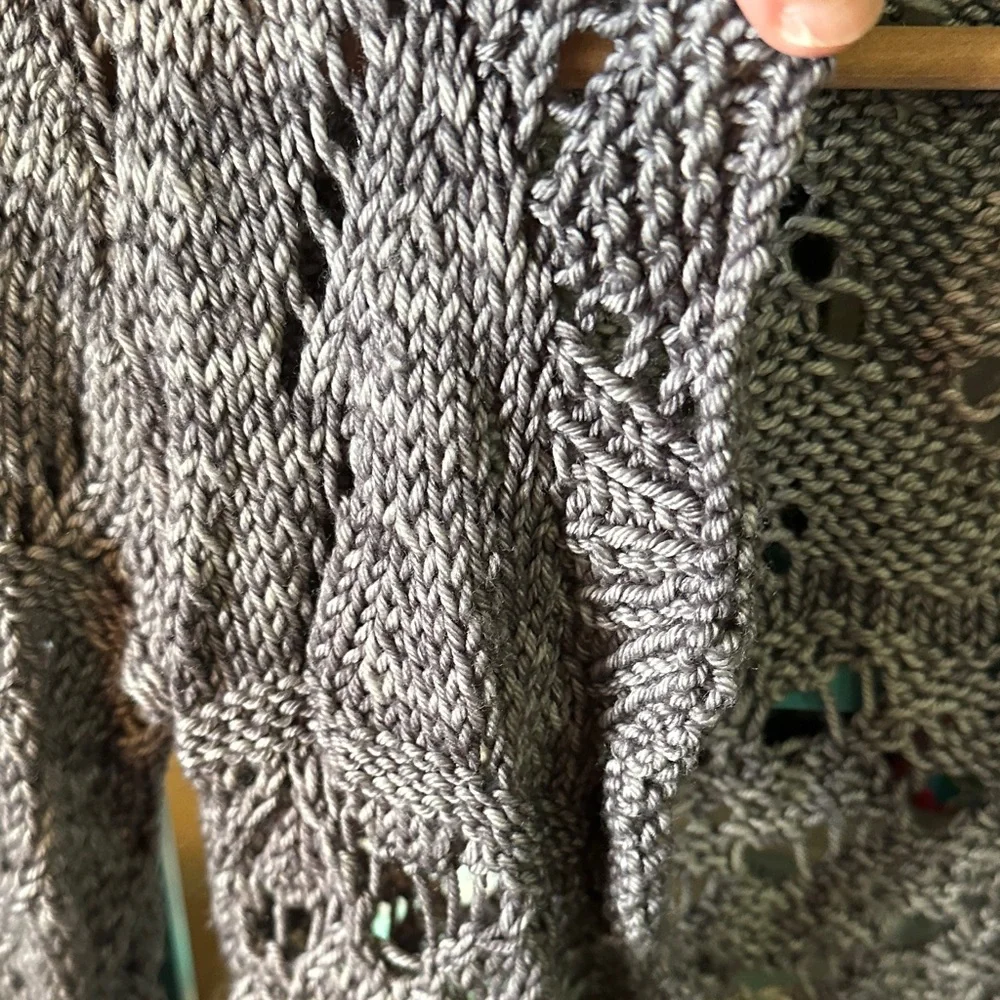 Handmade Wool Gray Women's Knit Lace Shrug